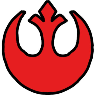 the red starbird logo of the Rebel Alliance from Star Wars.